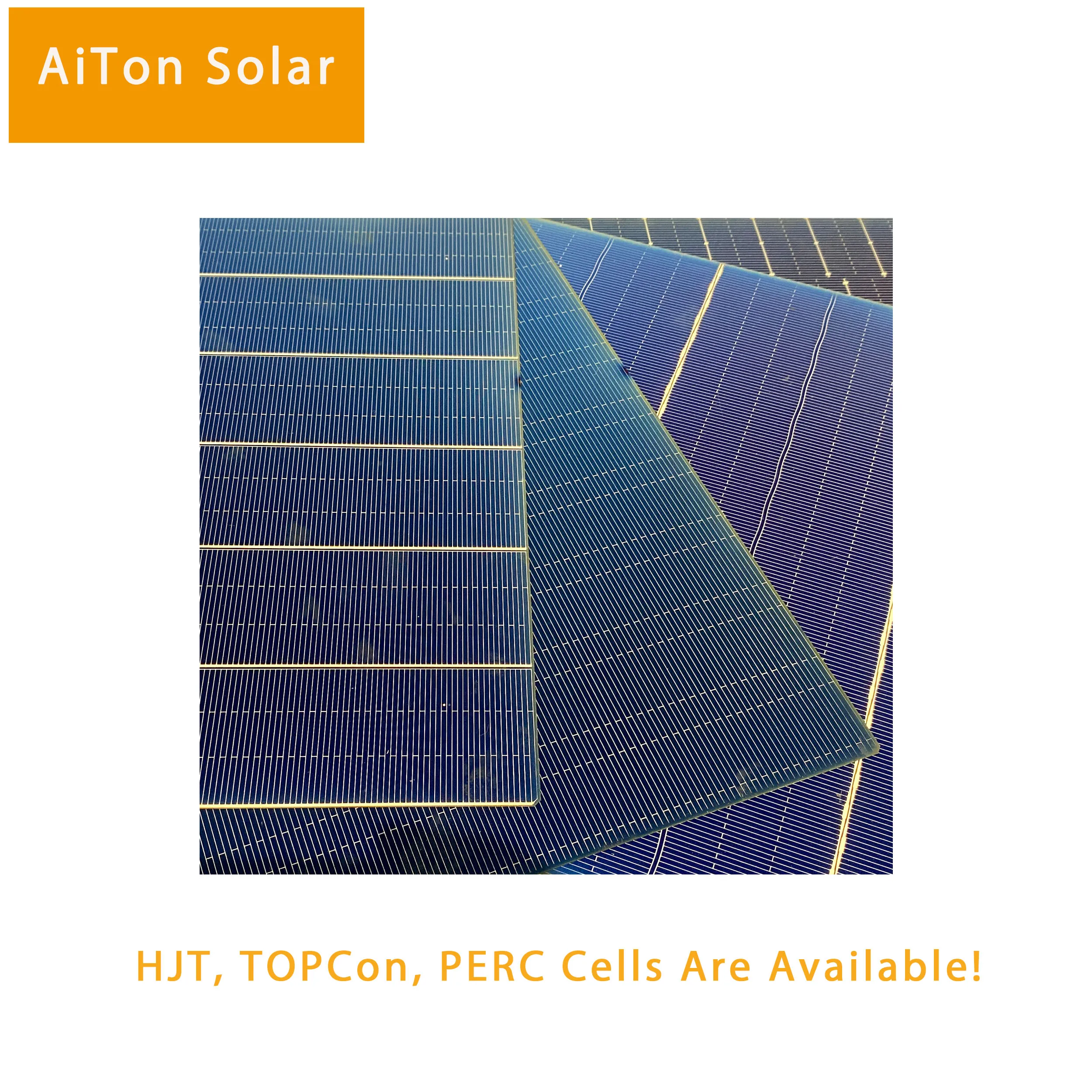 AiTon High Power Electrical Station Good Quality HJT Wafer Solar Panels for Commercial