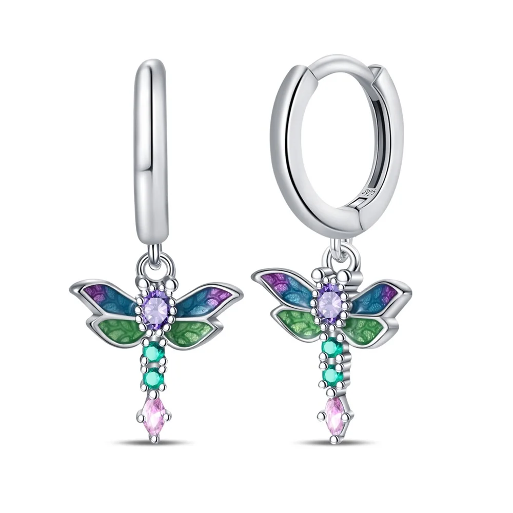 New fashion Cactus Chameleon Rose colourful diamond earring S925 Sterling Silver hoop Earrings for women gifts Jewelry wholesale