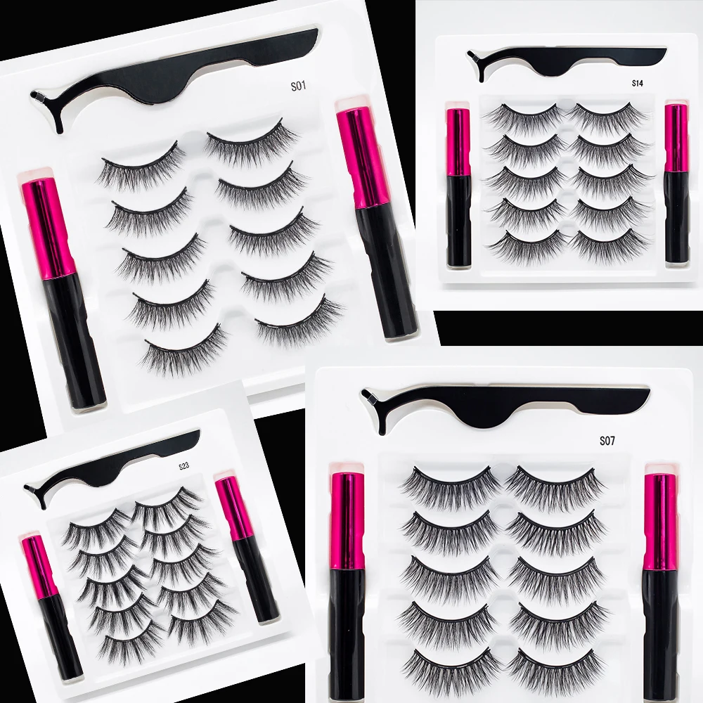 private label brand 5 pair False mink Eyelash magnetic eyelashes set vendor magnetic eyeliner distributor custom packaging