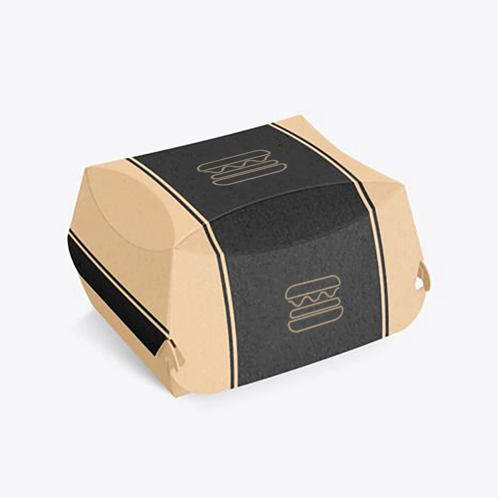 LOKYO Custom logo paper disposable hamburger boxes to go take away fast food packaging container burger box