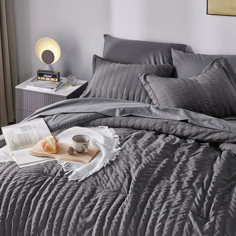 Embroidery Quilt Cover Comforter Bedding Sets Brown Fluffy Flannel 400 TC 100% Cotton Bedding Set