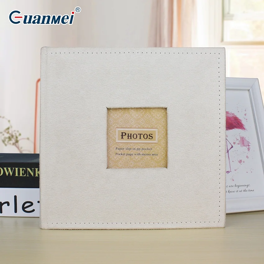 Sewn Bonded Photo Album Book, Family Albums, Cloth Cover Pocket 200 Photos Hold 4X6 Picture  Horizontally,white