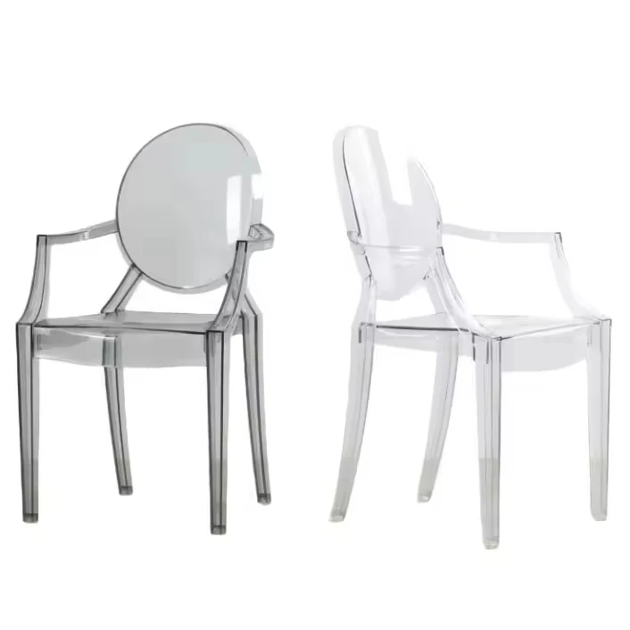 Wholesale Cheap Modern Dining Plastic Armrest Hotel Chaise Transparent Clear Ghost Chair
