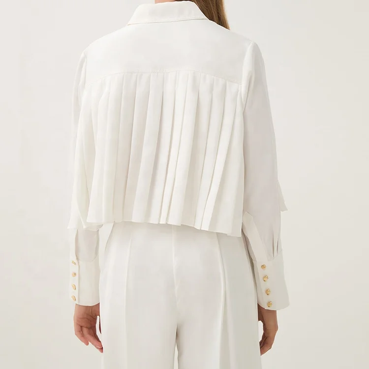 Custom Long Sleeve Cotton White Linen Blouse Manufacturer Spring Summer Lady Elegant Shirt For Women