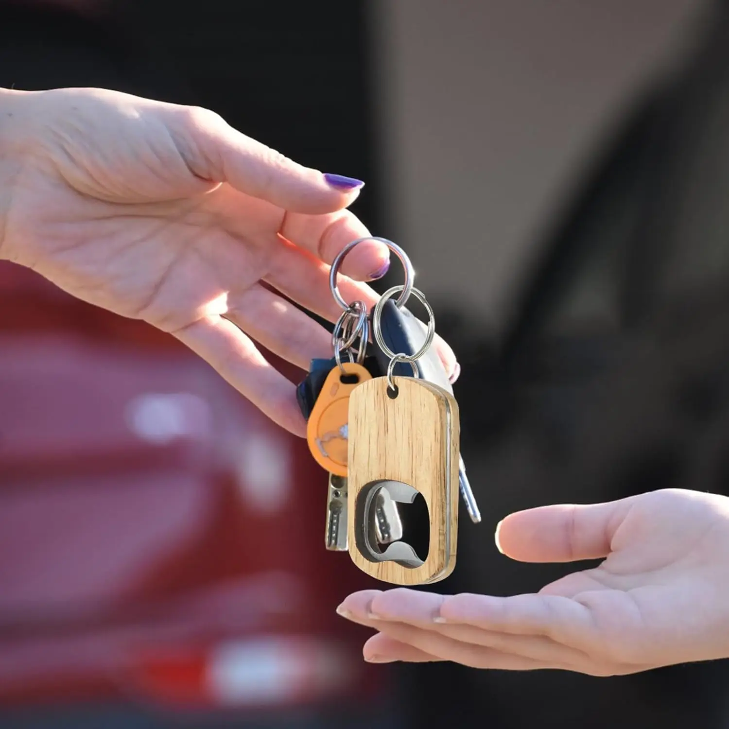 Portable Soda Beverage Opener Customized Jar Opener Keychain Wooden Beer Bottle Opener