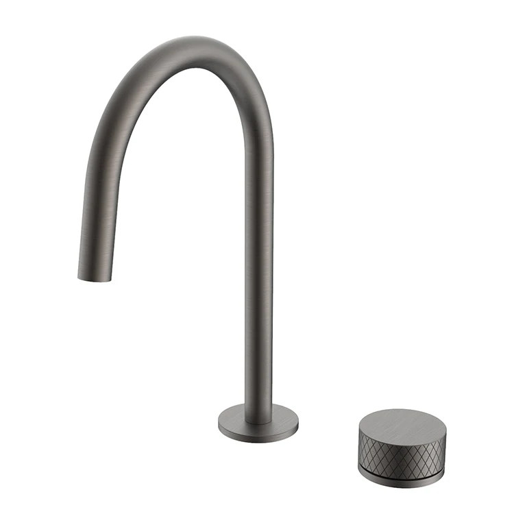 2 Hole Widespread Gun Grey Basin Metered Faucets Single Handle Bathroom Taps