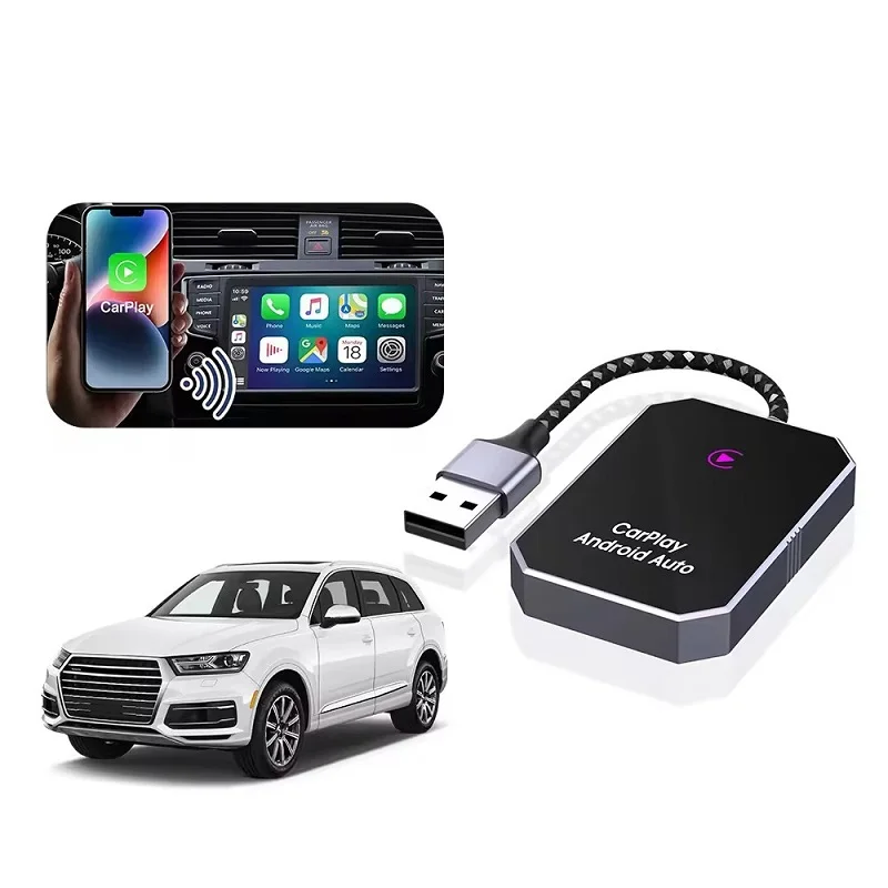 WIFI+Bluetooth dual connection transmission Android and iPhone 2in1 Wireless CarPlay Converter Dongle