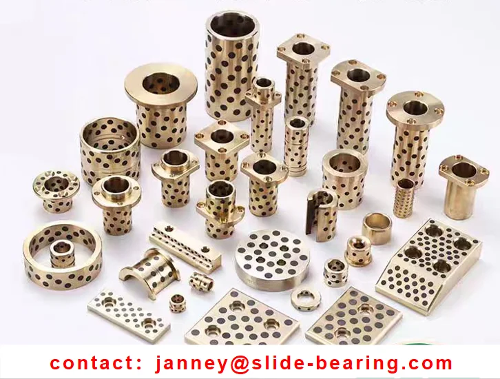 Graphite Plugged Bronze Bushings custom graphite impregnated brass bushing flanged brass bushing with 4 holes