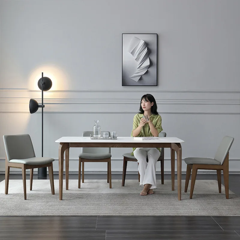 Latest Design Dining 6 Seater Panel Mdf Traditional Nordic Marble Dining Table