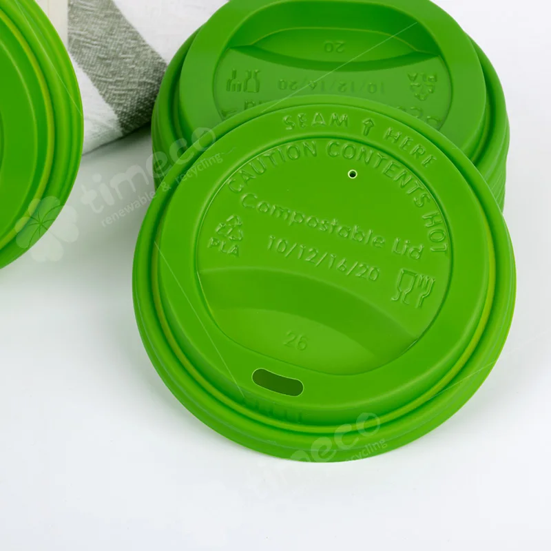Eco-friendly Disposable Cup Lids Compostable green color BPI certificated CPLA Cup Lid