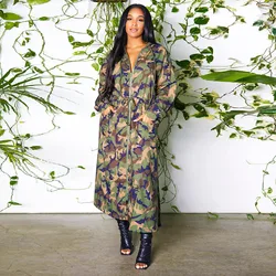 Fashion 2022 New Trends Fall Winter Women Coat Long Camouflage Printed Long Sleeve Wind Proof Hoodie Jacket For Women
