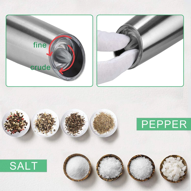 
Household Portable Kitchenware Automatic Pepper Or Salt Grinder With Blue Light Stainless Steel Transparent Visible grinder 