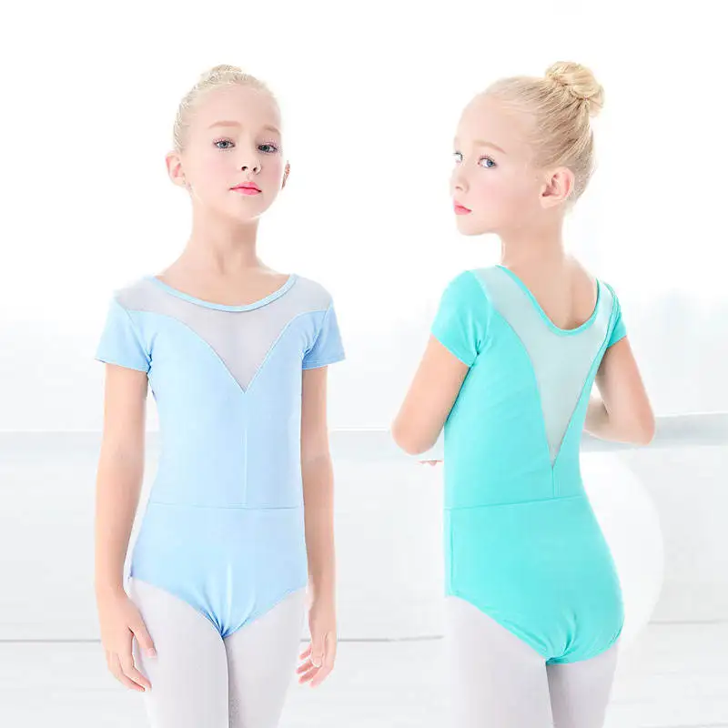 New Arrival Ballet Dance Leotard Toddler Girls Kids Short Sleeve Gymnastics Dance Costumes Dancewear Bodysuit