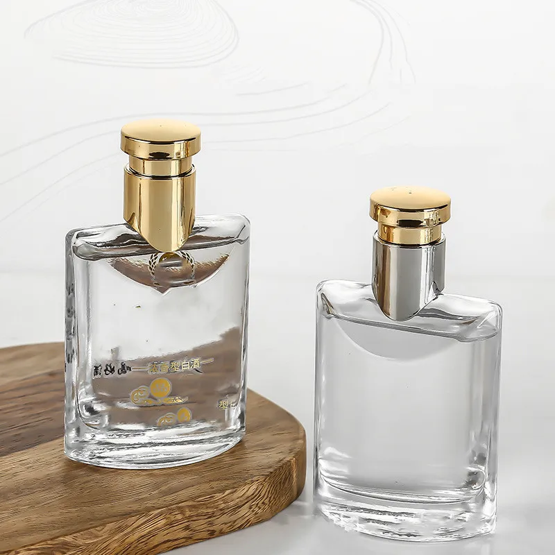 Luxury rectangle crystal white glass bottle 500ml 100ml small 125ml health wine bottles with gold