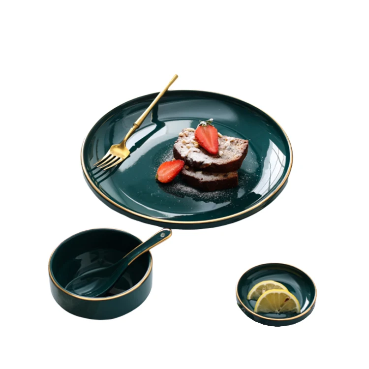 
Christmas Home Decor Creative kitchen peacock green dishes plates ceramic set 