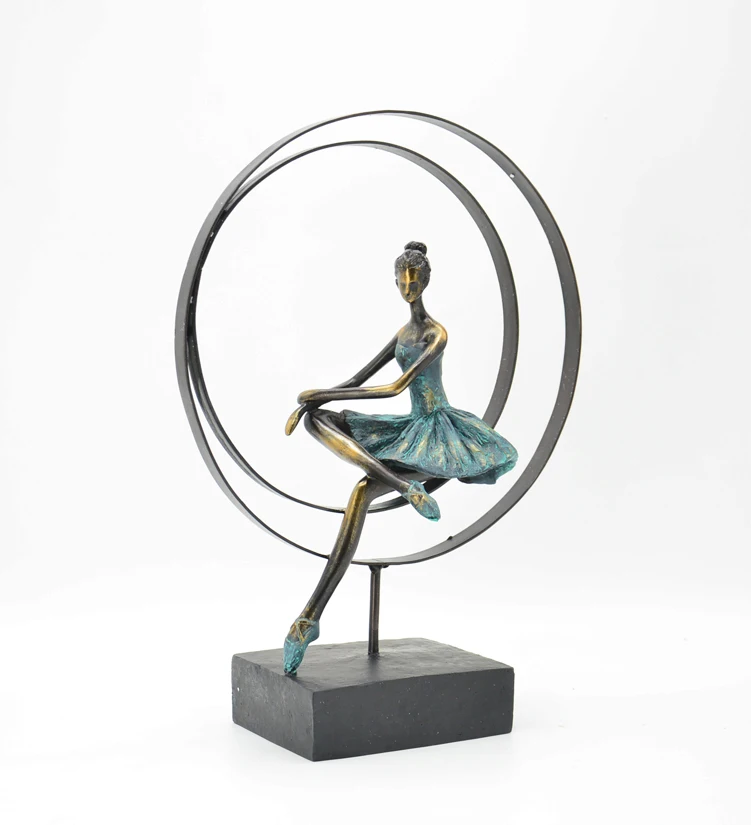 Factory Direct Loving theme Modern Decoration resin figurine  dancing ladies with frame sculpture resin statue for office decor