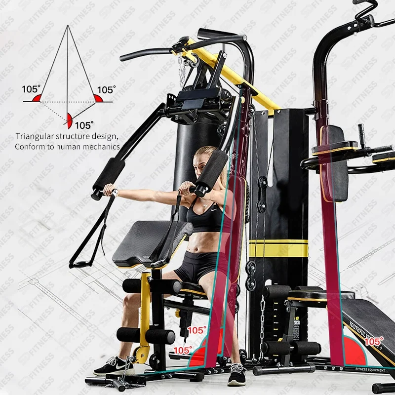 SD-M6 new arrival multi functional home fitness equipment total body strength training gym 3 stations