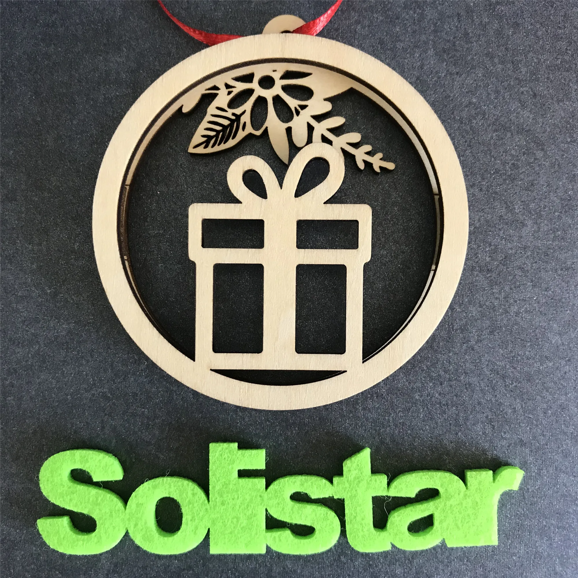 Beautiful wooden Christmas pendant 2 layer ornament for hanging on the Christmas tree