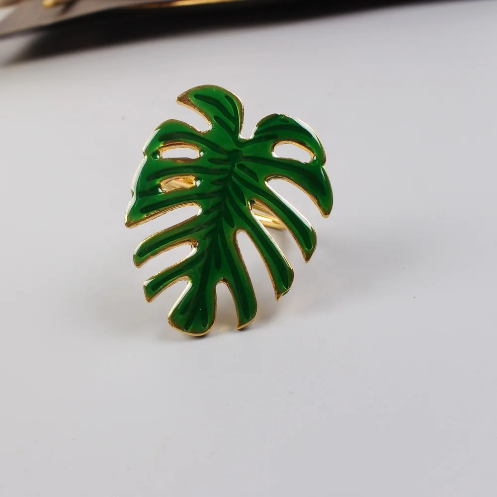  Кольца для салфеток Monstera с зелеными