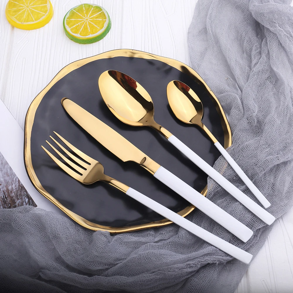 Top Sellers Stainless Steel Flatware Set Spoon Fork Knife With Box Silverware Square Handle Cutlery