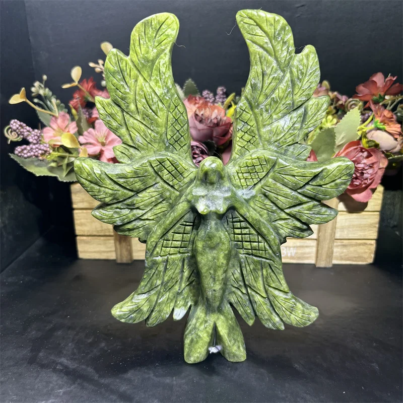 Wholesale Lovely Crystal Crafts Natural Crystal Healing Carving Angel Xiuyan Jade Seraph for Ornament