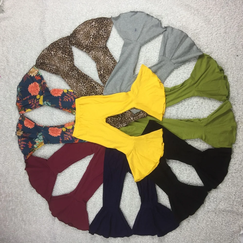 
Multi Colors Baby Girls Solid Color Flare Pants Wholesale Fall Kids Cotton Bell Bottom Pants For Children 