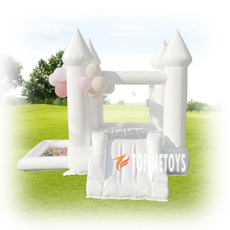 Factory OEM and ODM  Indoor Inflatable Bouncer White Bounce House with  Pastel Colors for Kids