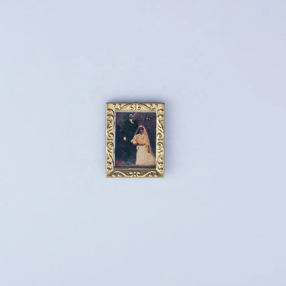 1/6 1/12 Doll House Simulation Miniature Mini Gold frame model Decoration