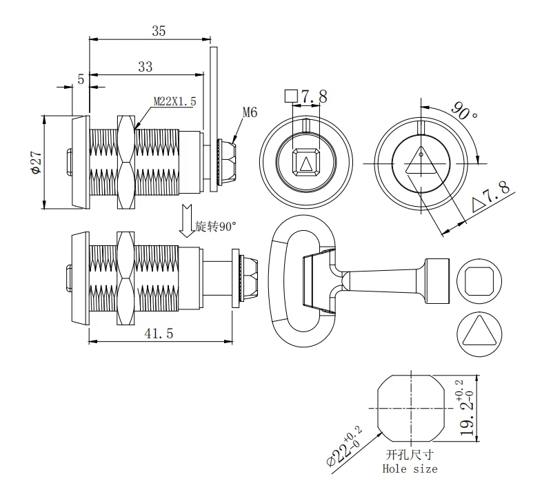Modern Style High Security Euro Cylinder Door Locks Machine Key Code Combination for School and Apartment Brass Drawer Locks