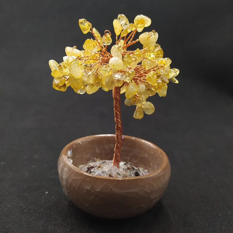 
Wholesale Gemstone amethyst Healing Trees yellow crystal tree 