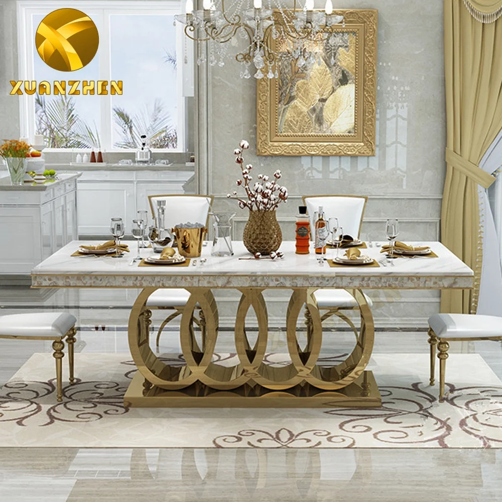 Home Furniture Modern Dining Room Set Marble Table With 6 Chairs Made in Foshan