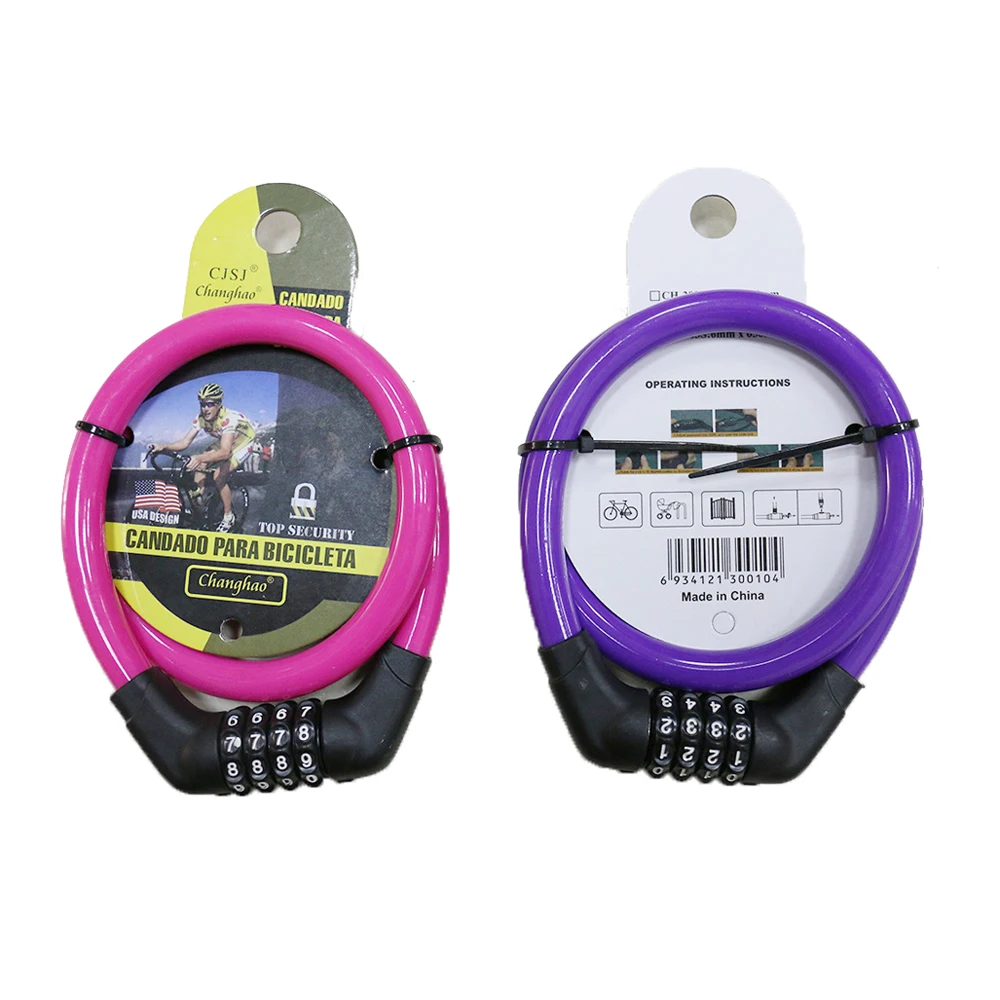 Wholesale 4 digital cable bike lock bicycle combination lock bike
