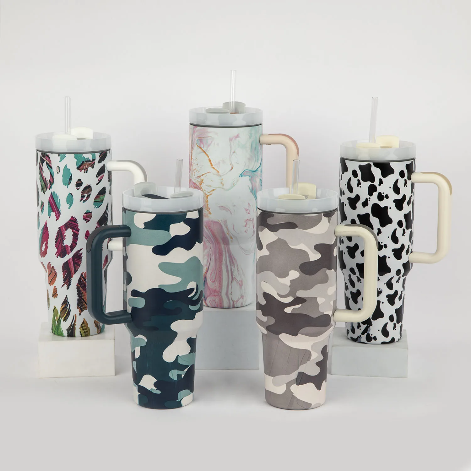 Sublimation Insulated Tumbler Coffee Cups 40oz Stainless Steel Tumbler With Handle