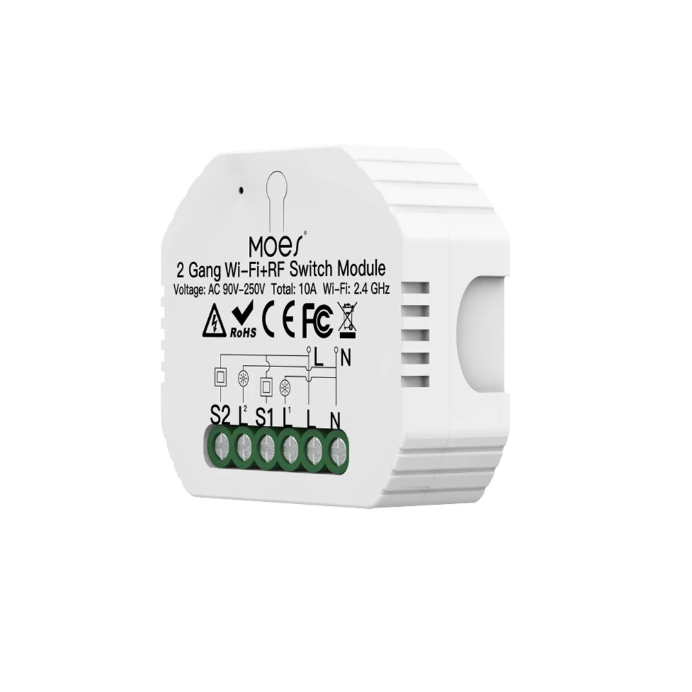 Shuwei High Quality Oem Tuya Remote Control Smart Life 2 Gang Light Switch Electrical Circuit Breakers