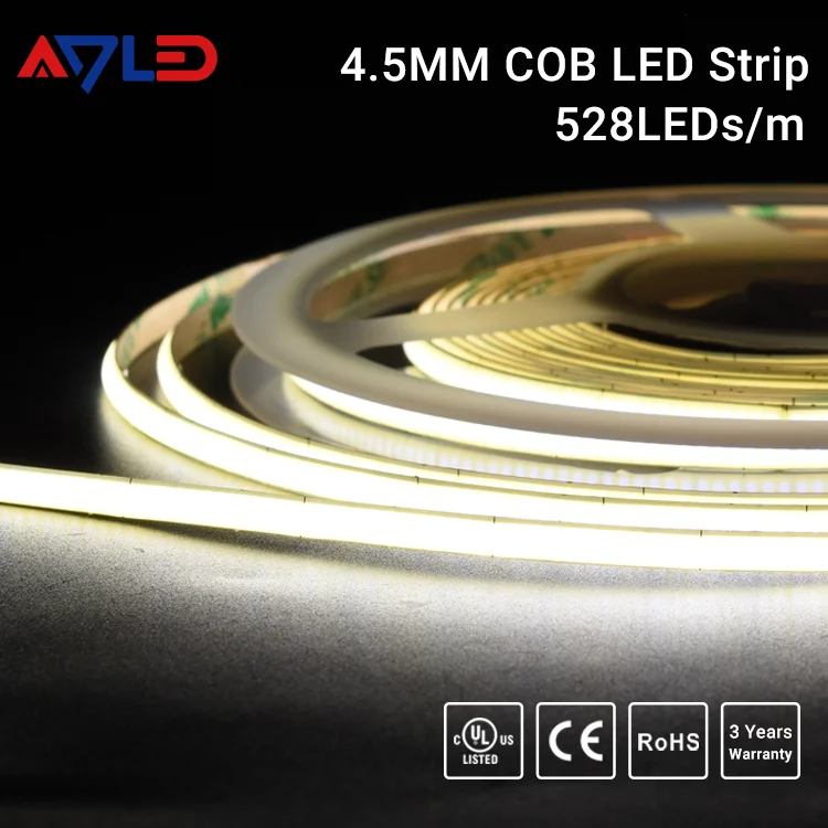 Professional best product Cob light strip 4mm DC12V 528leds IP20 flexible soft LED strip light