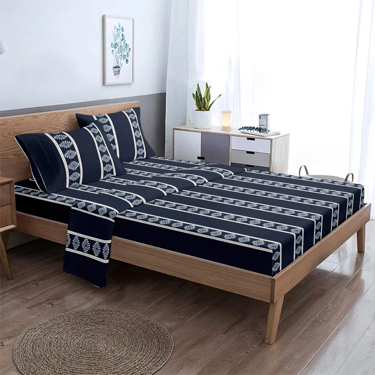 China Factory Wholesale 100% Polyester Black Twin Full Queen King Size  Microfiber bed sheet set Hotel Sheet Set