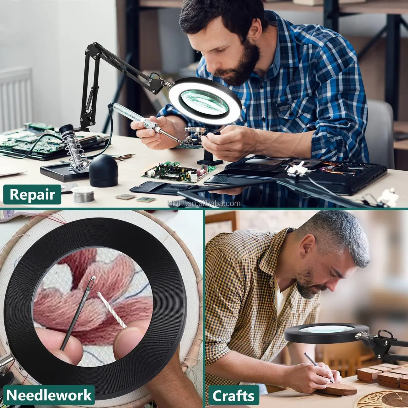 popular Swing Arm Lamp New Led Metal  magnifier desk Lamp Dimmable Bedroom Reading with Usb Plug-In Desk Lamp