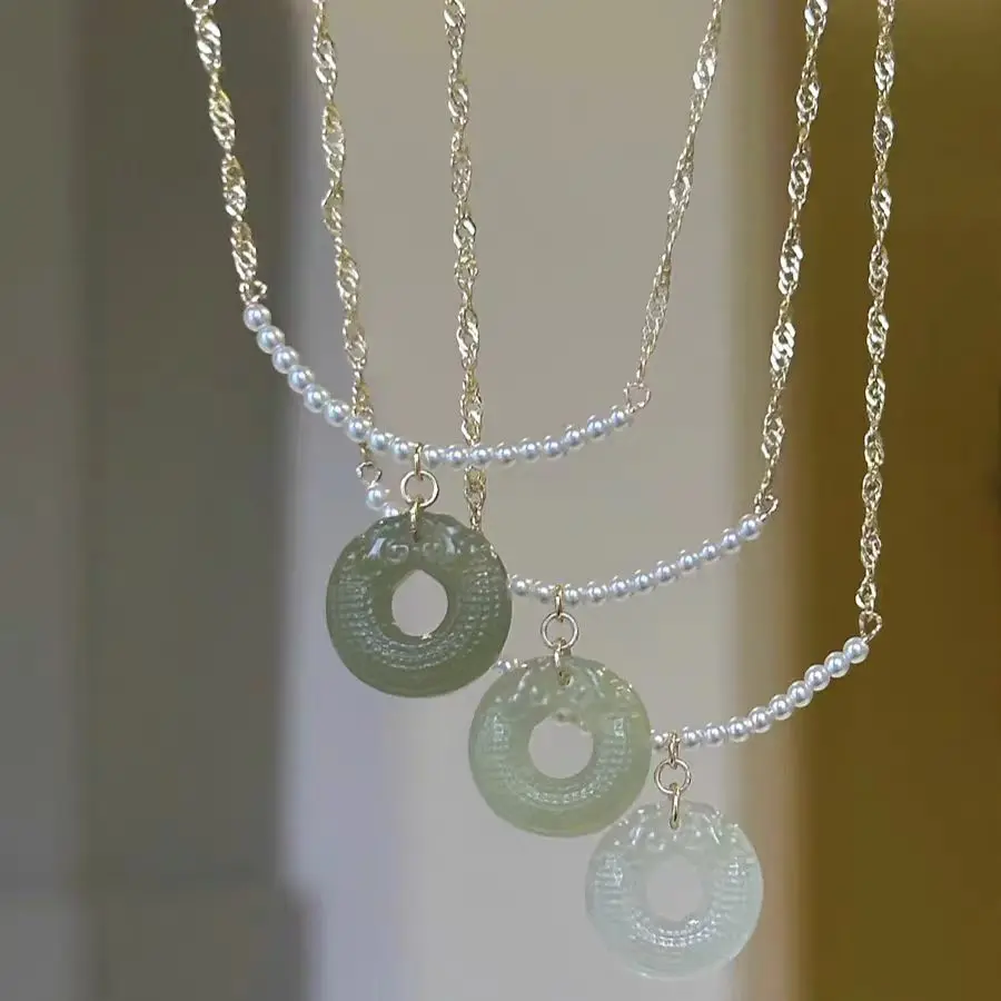 2024 new 925 silver material high-end design scale zircon disc pearl necklace