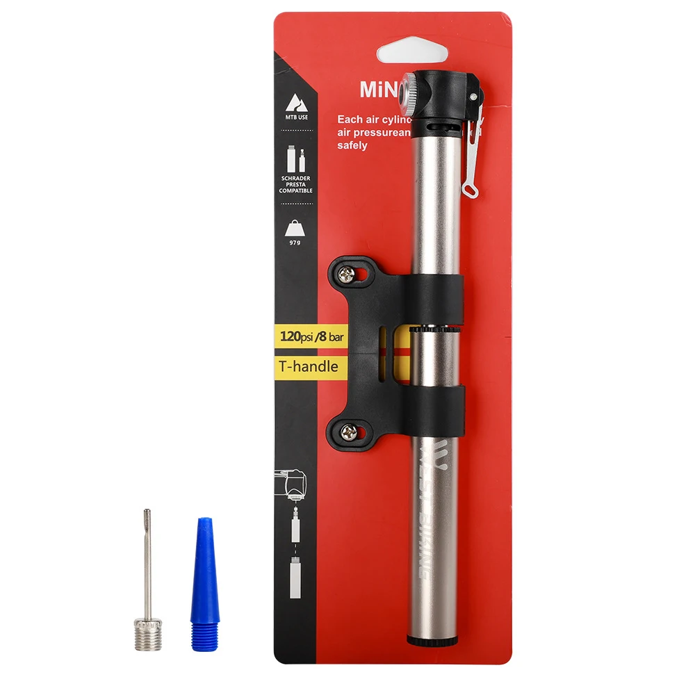 High-Pressure Bicycle Accessories Pump Aluminum Alloy Mini Portable With Hose Pump Outdoor Riding Equipment