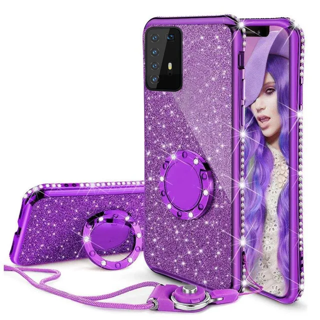 Bling Bling Glitter Diamond Case For Huawei P20 P30 P40 Mate 20 30 Pro Lite Phone Case With Ring Holder Mobile Phone Accessories