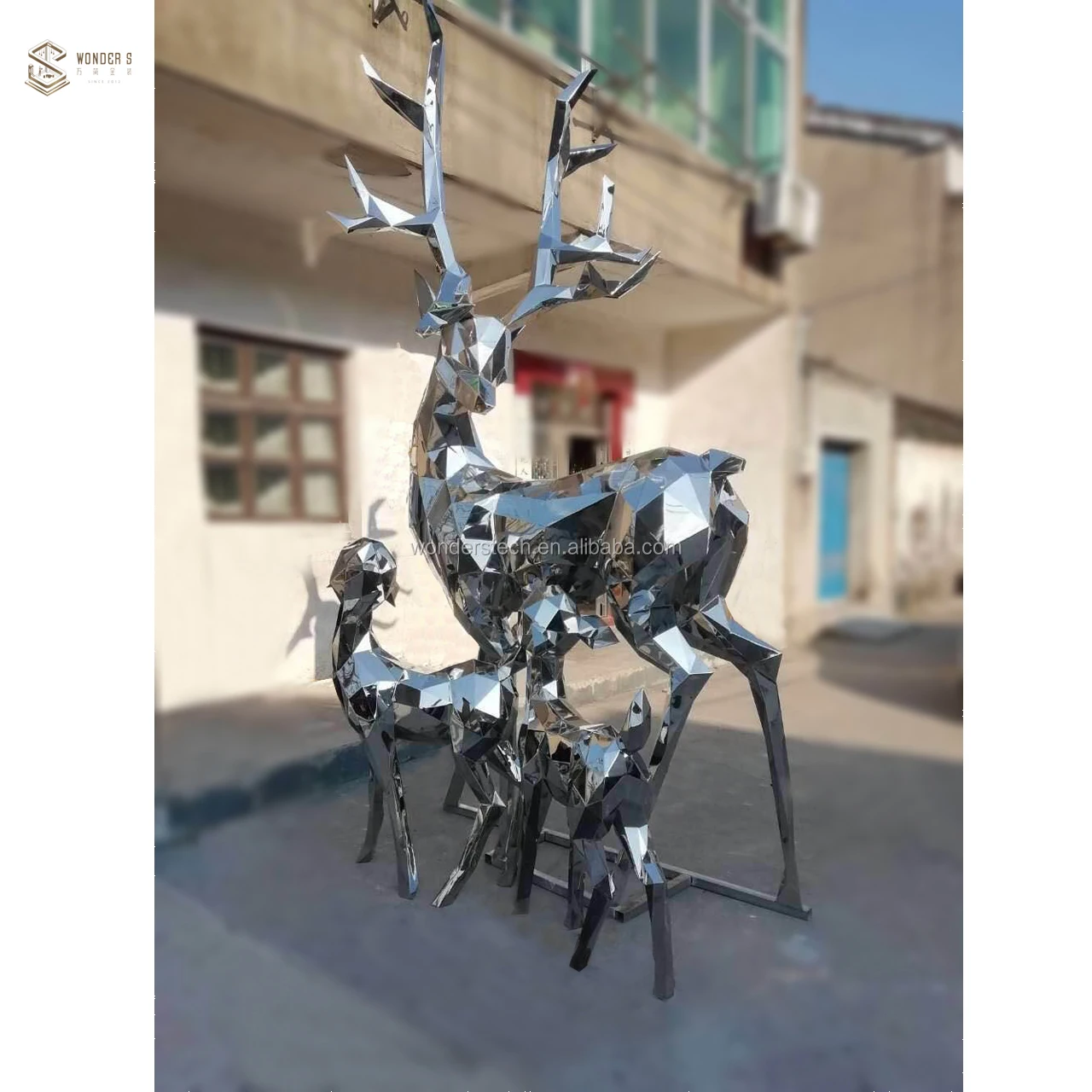 Wondecor Outdoor Large Abstract Stainless Steel sea wave Sculpture for Sale