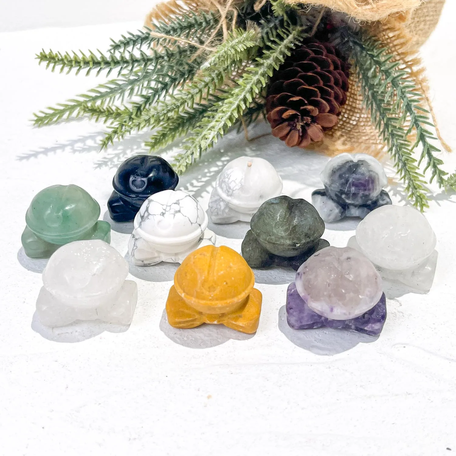 2024 Christmas Mini Crystal Carving Bell Healing Stones Craft 3cm Rose Quartz and Jade for Women Decorative Gifts