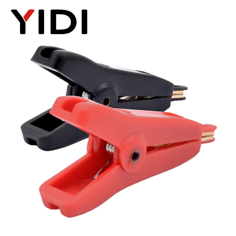 Red Black Small Flat Battery Copper Jumper Cable Insulated Kelvin Alligator Spring Test Clip Leads Electrical Crocodile Clamp 5A