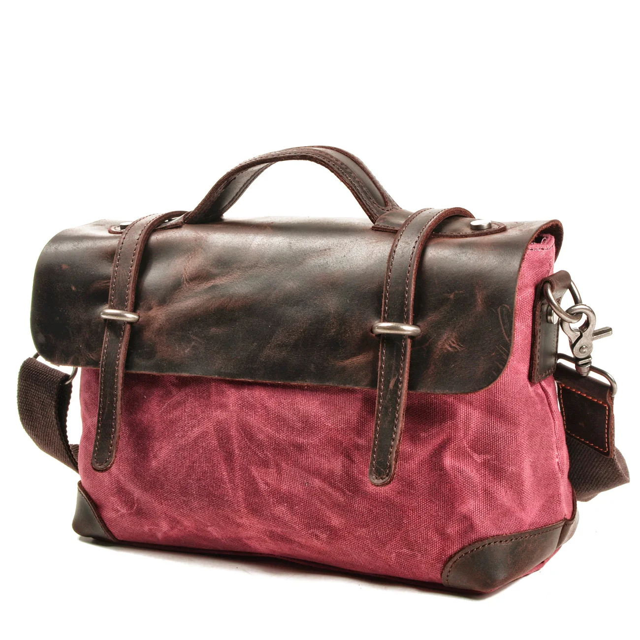 
Fashion crossbody bag men crazy horse leather canvas laptop office briefcase retro men s bag 