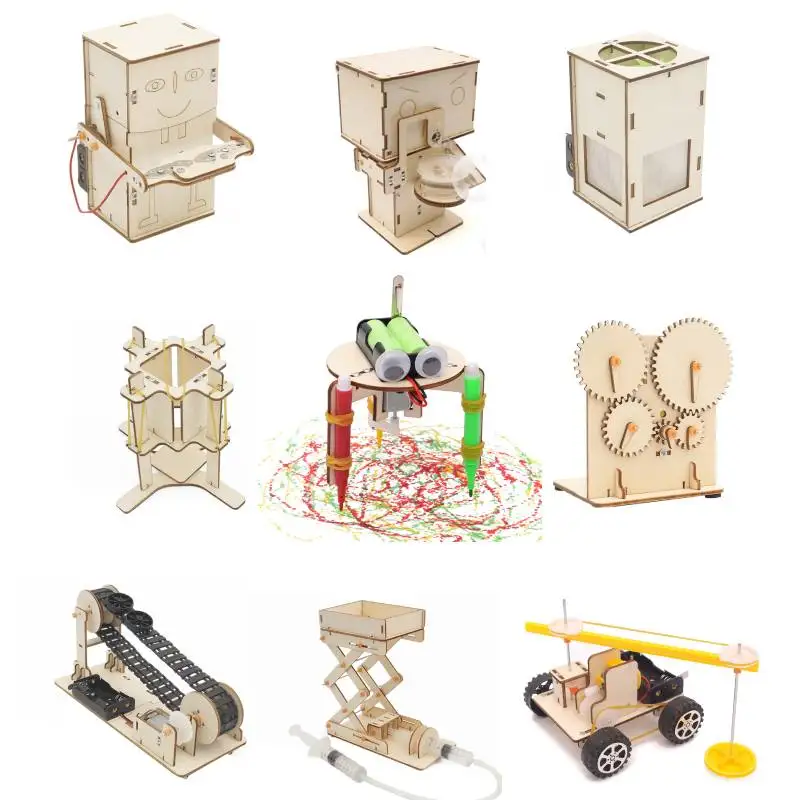3D Diy  STEM Wooden science kit Assembly Creation solar powered STEM toys for Kids