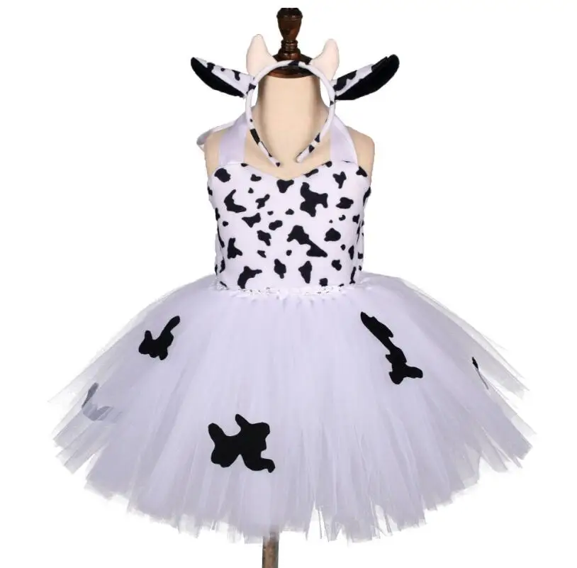Animal World Cow Tiger Girl Dress Kids Party Performance Costume Dance Dresses