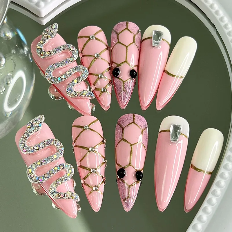 TANI New Fashion False Nails Custom Handmade Coffin Artificial Fingernails Acrylic Press On Nails