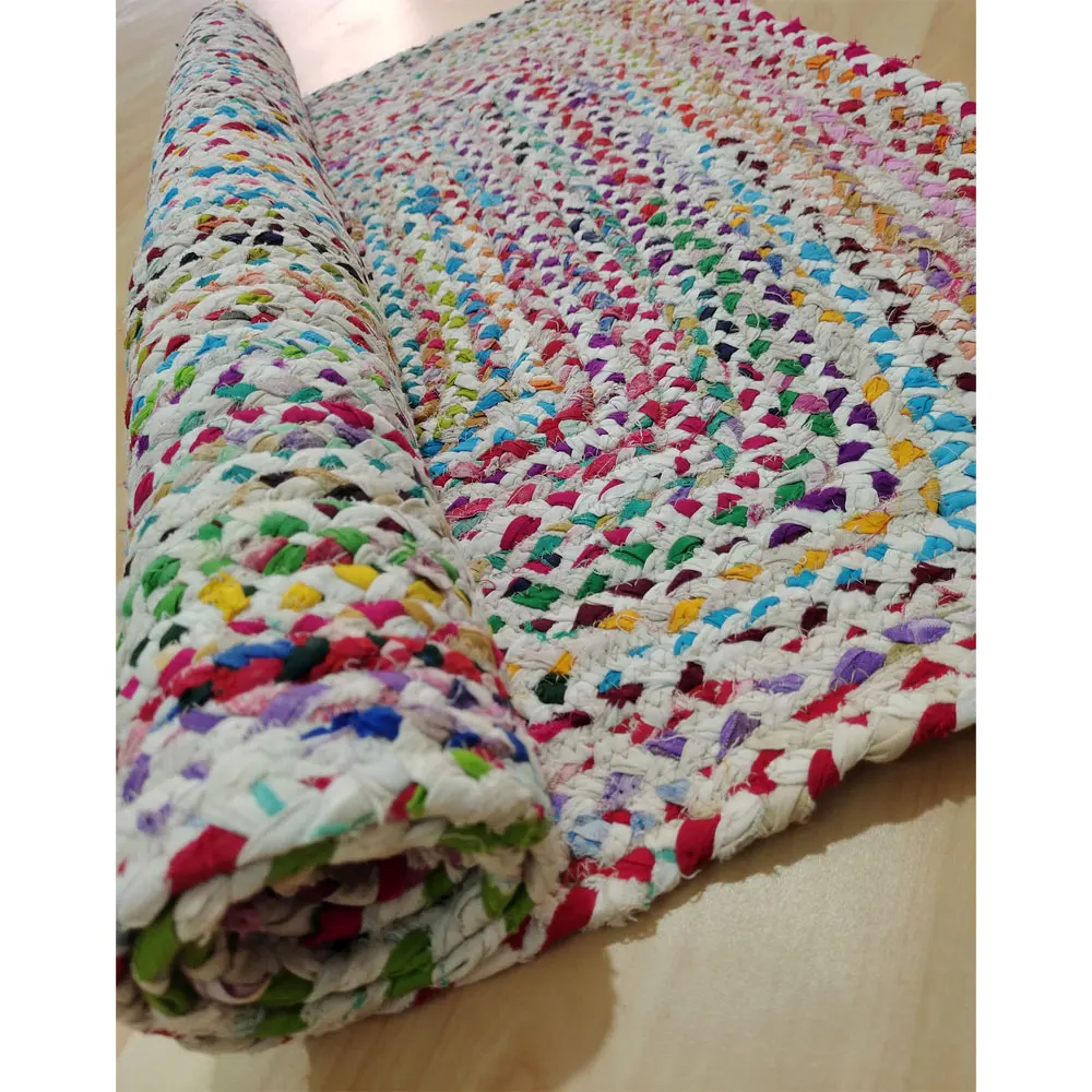 Multicolor Indian Cotton Jute Rugs Rectangular Shaped Hand Knotted Online Unique As Christmas Home Decorative Item