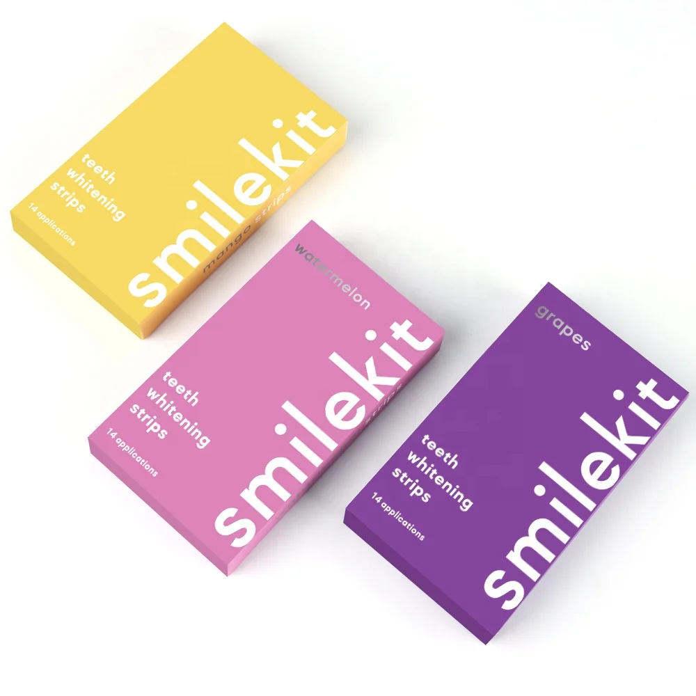 Smilekit CE Approved Non Peroxide 28PCS Flavoured Teeth Whitening Strips PAP Dry Strips Fast Whitening Result