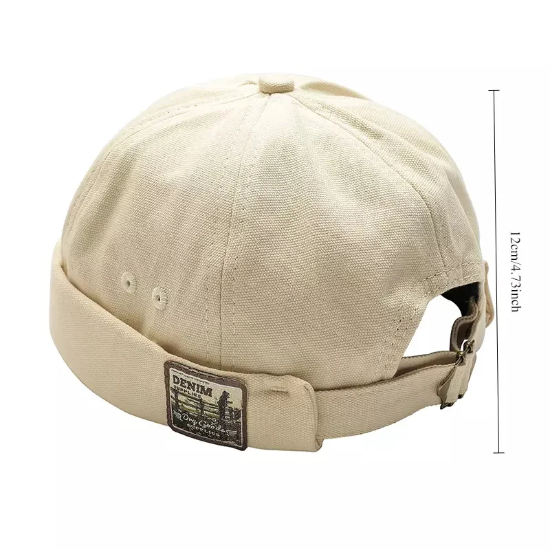 Factory Custom Street Casual Rolled Cuff Retro Sailor Skullcap Woven Label Beanie Hat Corduroy Brimless Harbour Hat For MenWomen